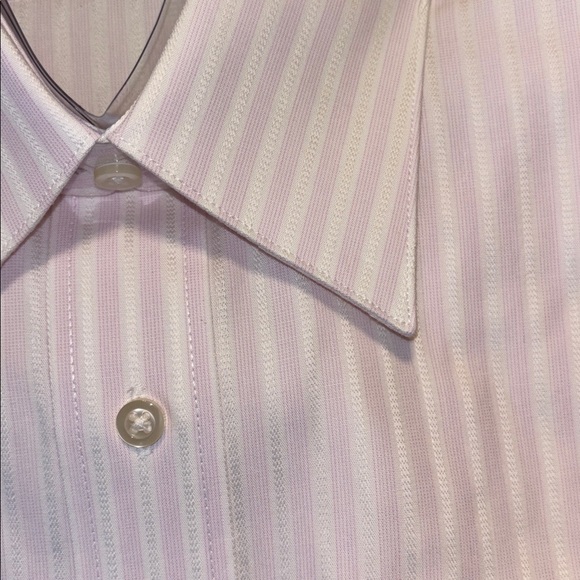 Men long sleeve  Light Pink and White Striped Dress Shirt
large neck 16.534/34 - Picture 3 of 6